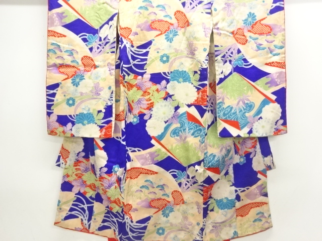 アンティーク　錦紗草花模様着物